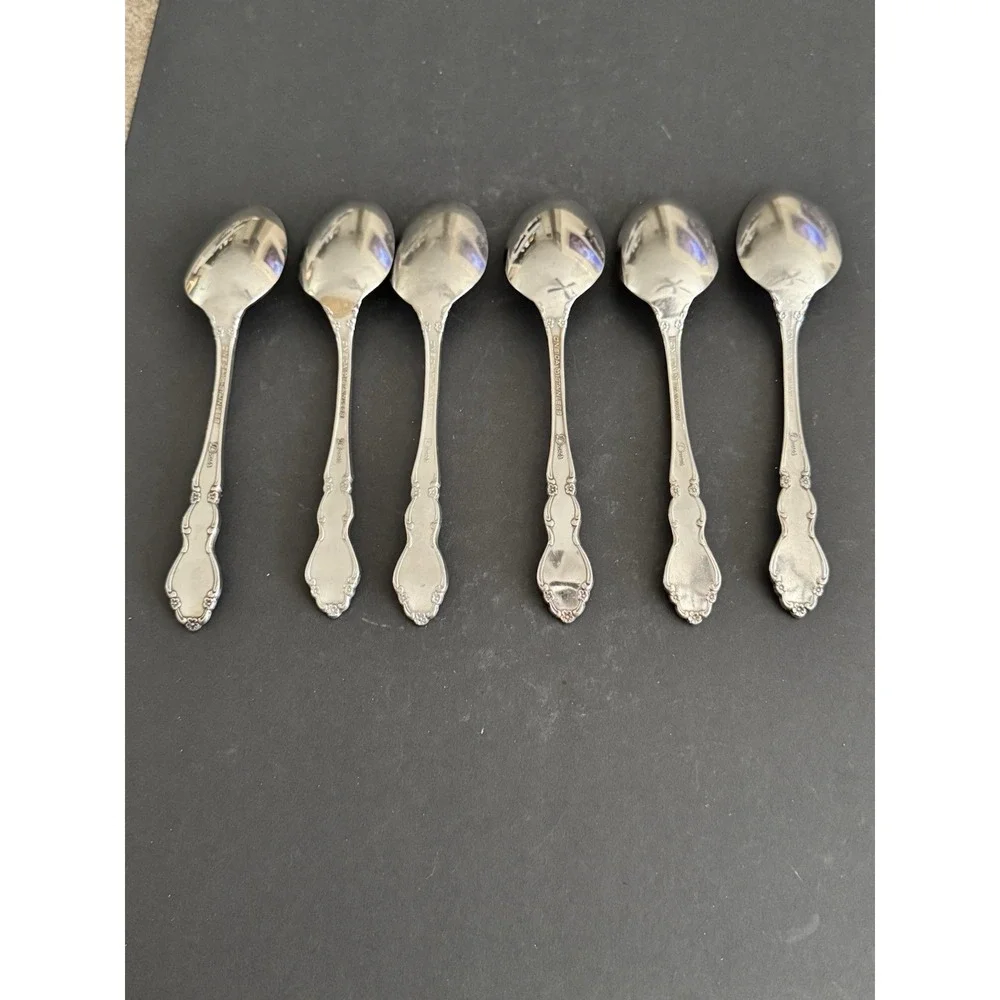 Oneida DOVER TEASPOONS Heirloom Cube‎ Stainless Flatware Glossy Lot Of 6